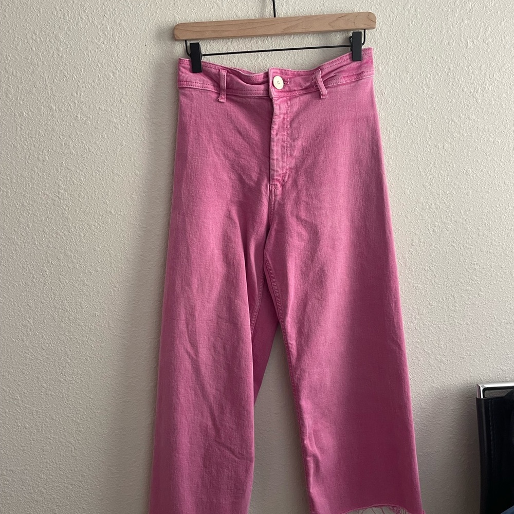 Zara Pink Flare Wide Leg Jeans
